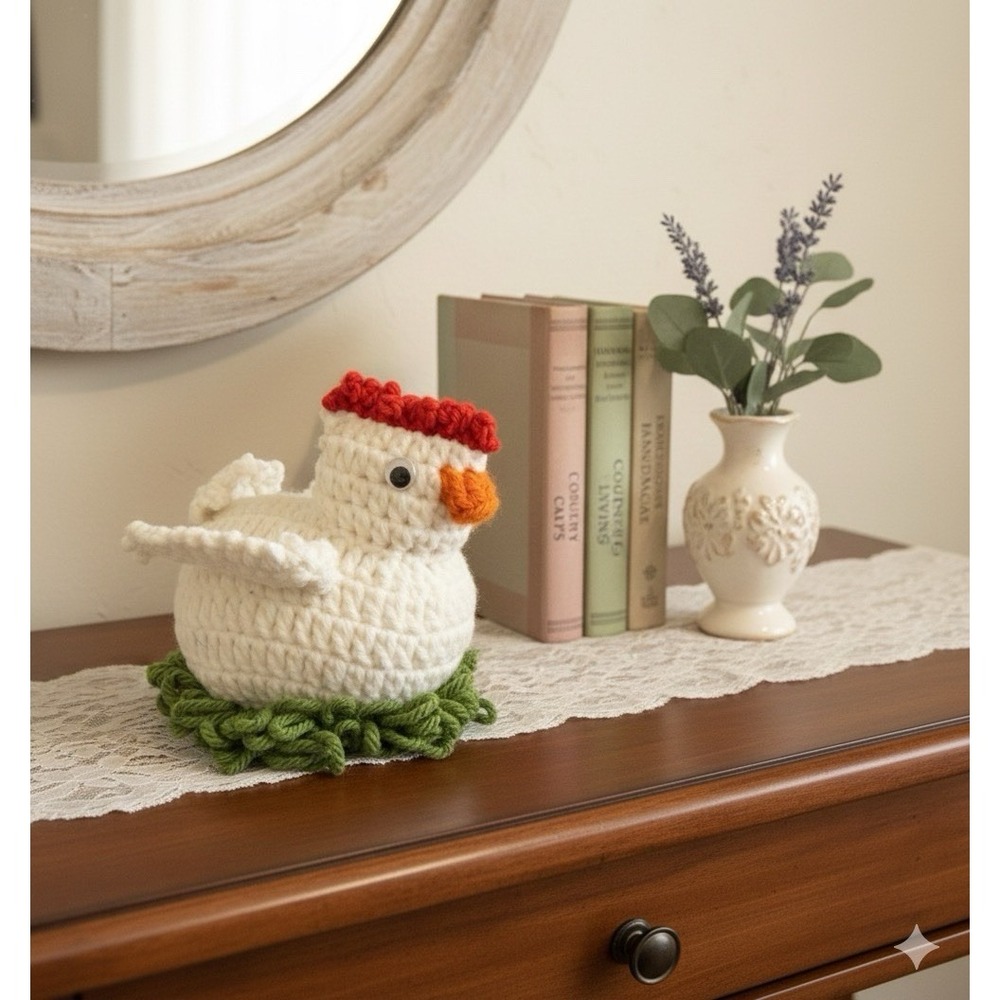 Crochet Chicken, Handmade Vintage